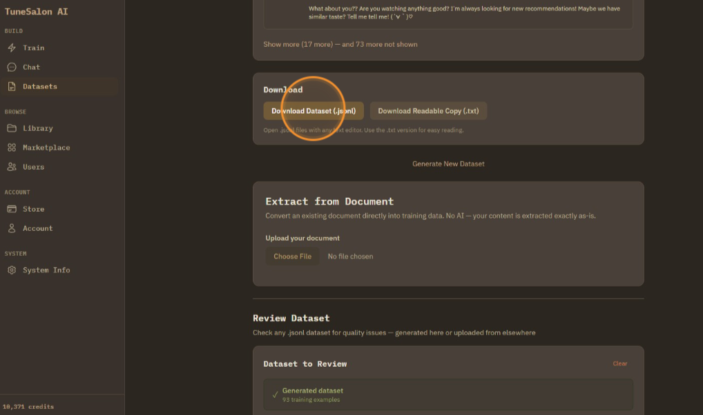 You can download it in jsonl format.