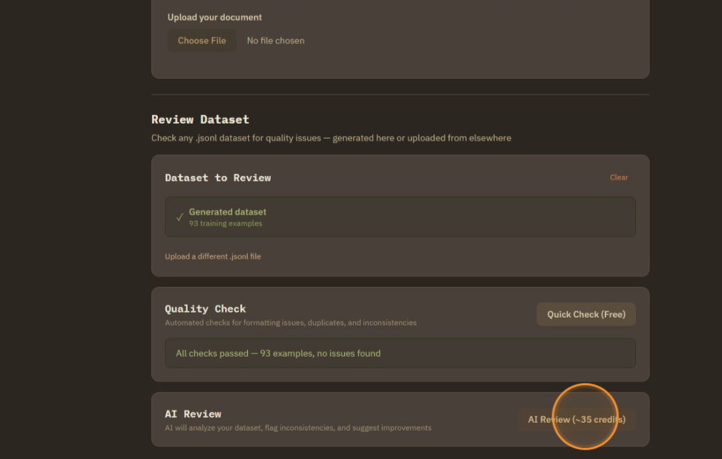 There is also AI powered dataset review section.