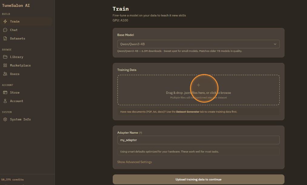 Then, upload dataset you have.