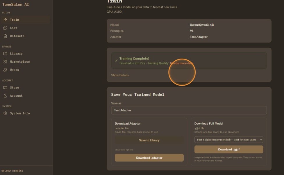 Training finished! You can see summary.