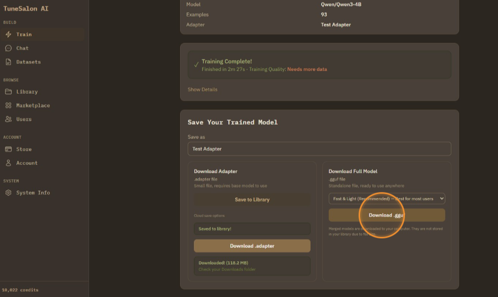 Select the GGUF quality level that fits your needs.