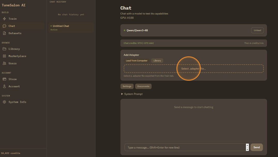 And upload adapters. You can upload up to 5 adapters. Quality may vary depending on how adapters are built.