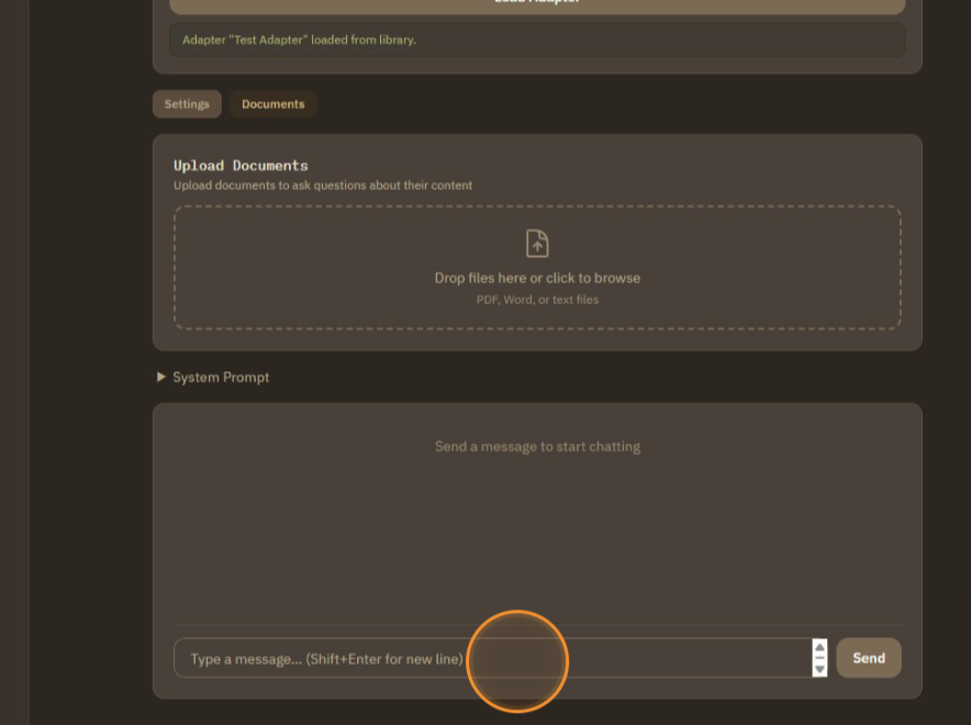 For this tutorial, I didn't upload any document. Let's chat now!