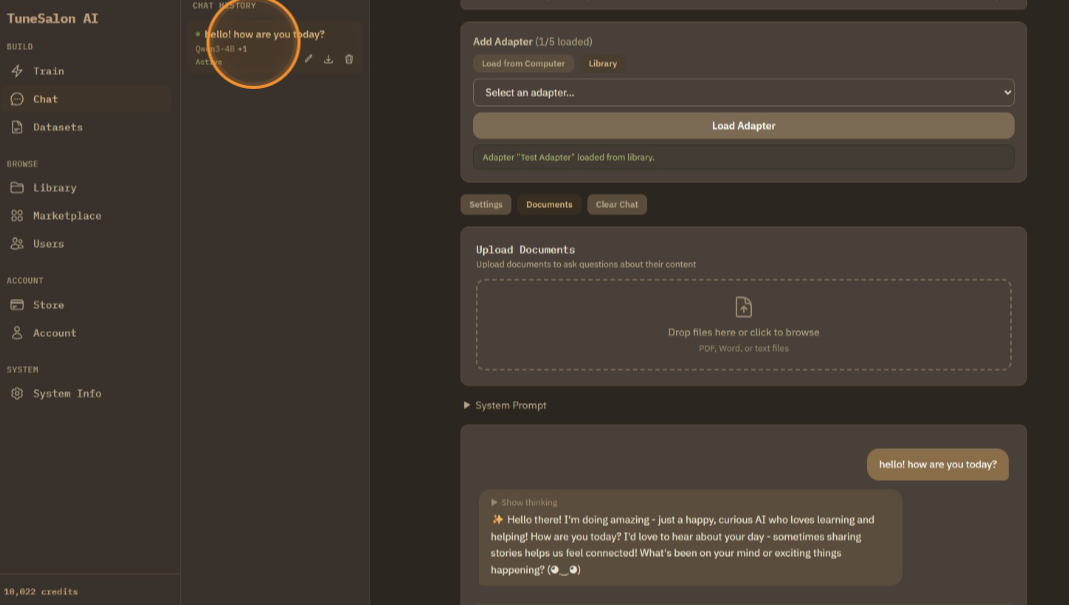 Chats are stored in history, you can rename/delete it.