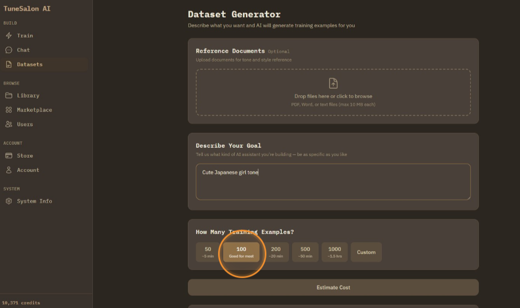 Then, you choose number of dataset you want.